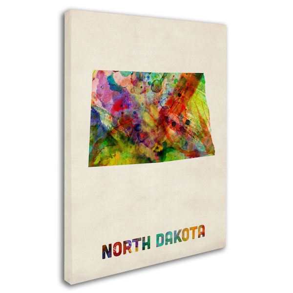 Michael Tompsett 'North Dakota Map' Canvas Art,18x24